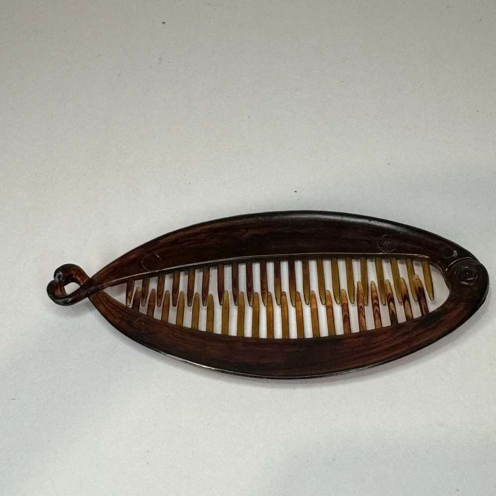 Vintage Tortoise Shell Banana Hair Clip Ponytail Updo Hair Accessory